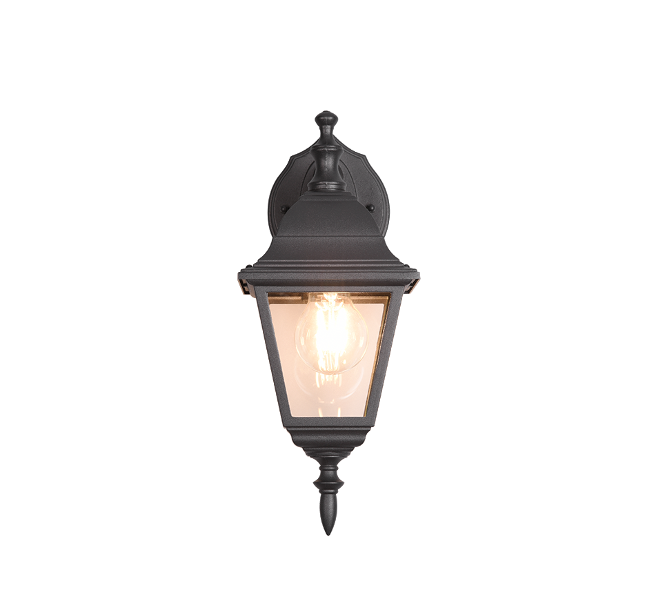 Livenza wall lamp E27 matt black lantern downwards — 205767132