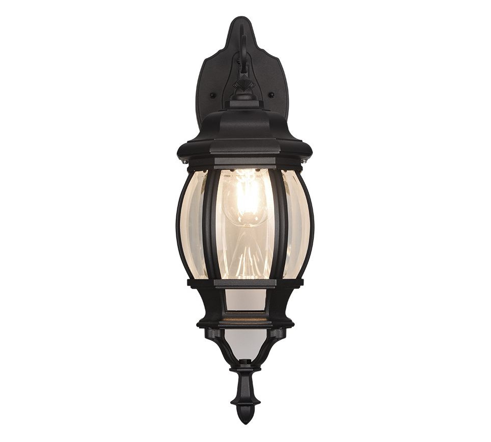 Elvo wall lamp E27 matt black lantern downwards — 206960132