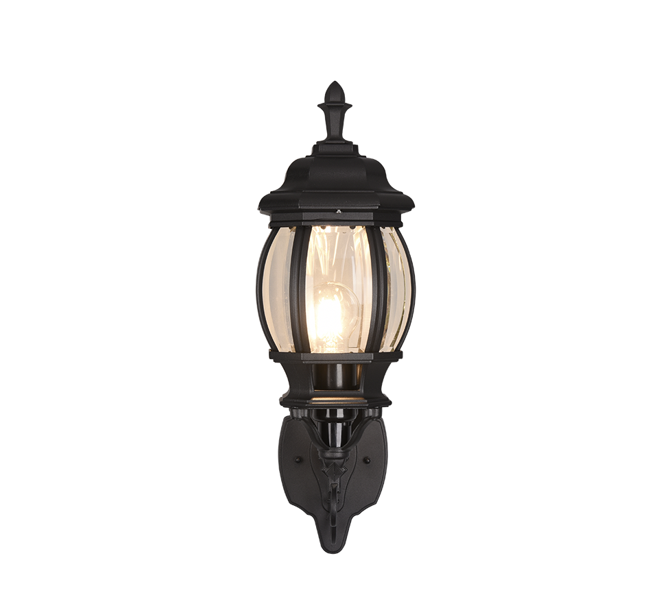 Elvo wall lamp E27 matt black lantern upwards — 206967132