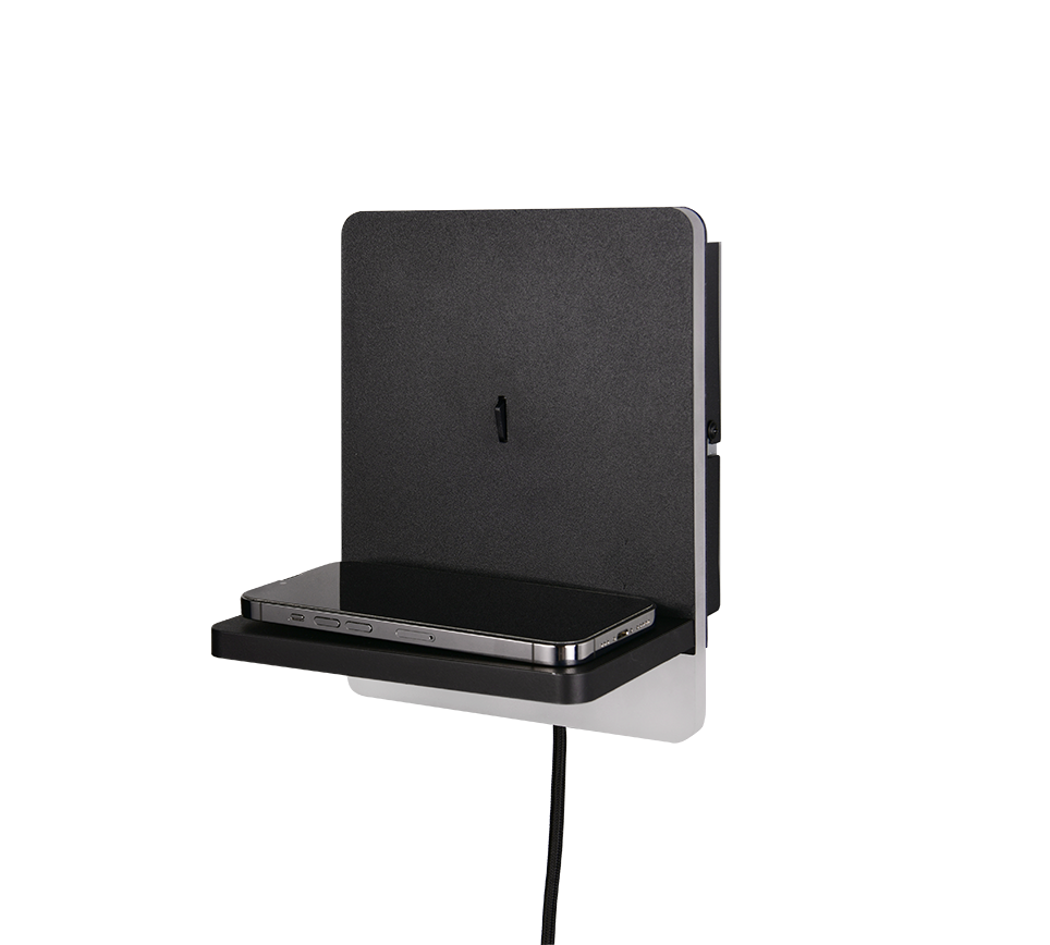 Fairfield LED wall lamp matt black with charging station — 248670132
