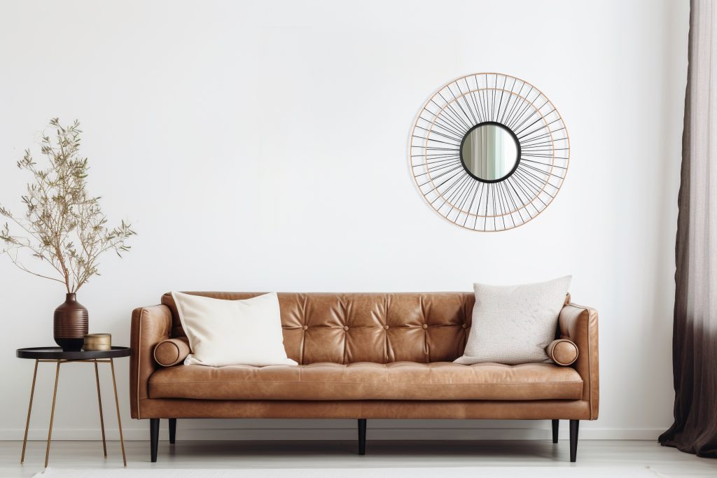 Kerstin mirror Ø80 rattan/black