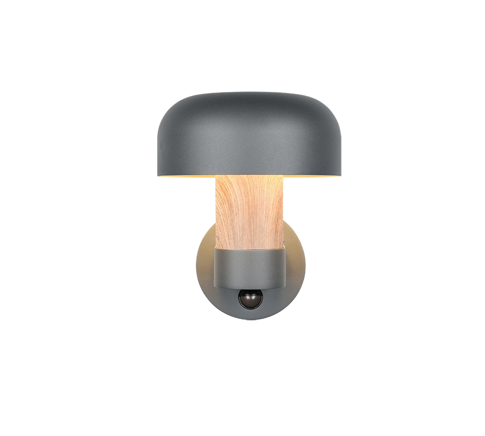 Fraser wall lamp E27 anthracite/wood motion sensor — 262569135