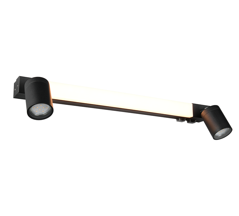 Enrico H2O LED + 2xGU10 wall lamp 60 cm matt black — 281470332