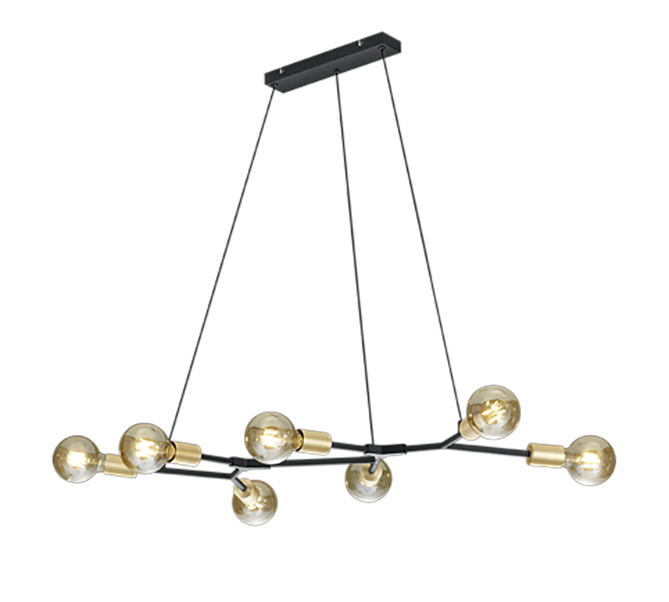 Cross pendant 7xE27 matt black/gold — 306700732