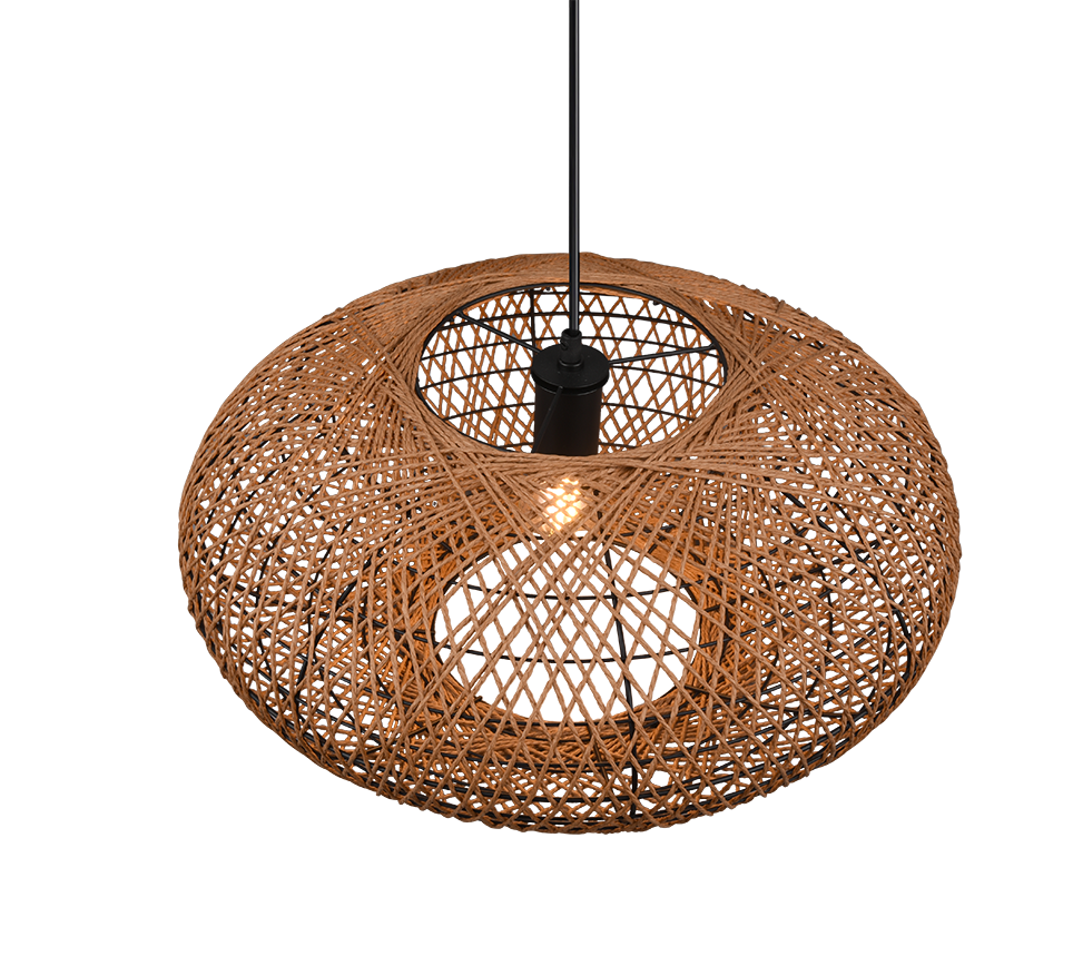Hedda pendant E27 matt black/sisal — 312300136