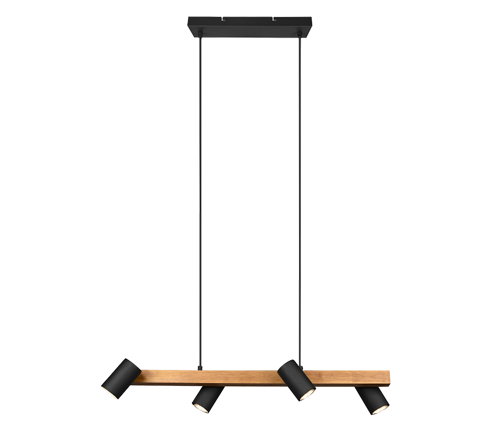 Marley pendant 4-pc 80 cm GU10 matt black/wood — 312490432