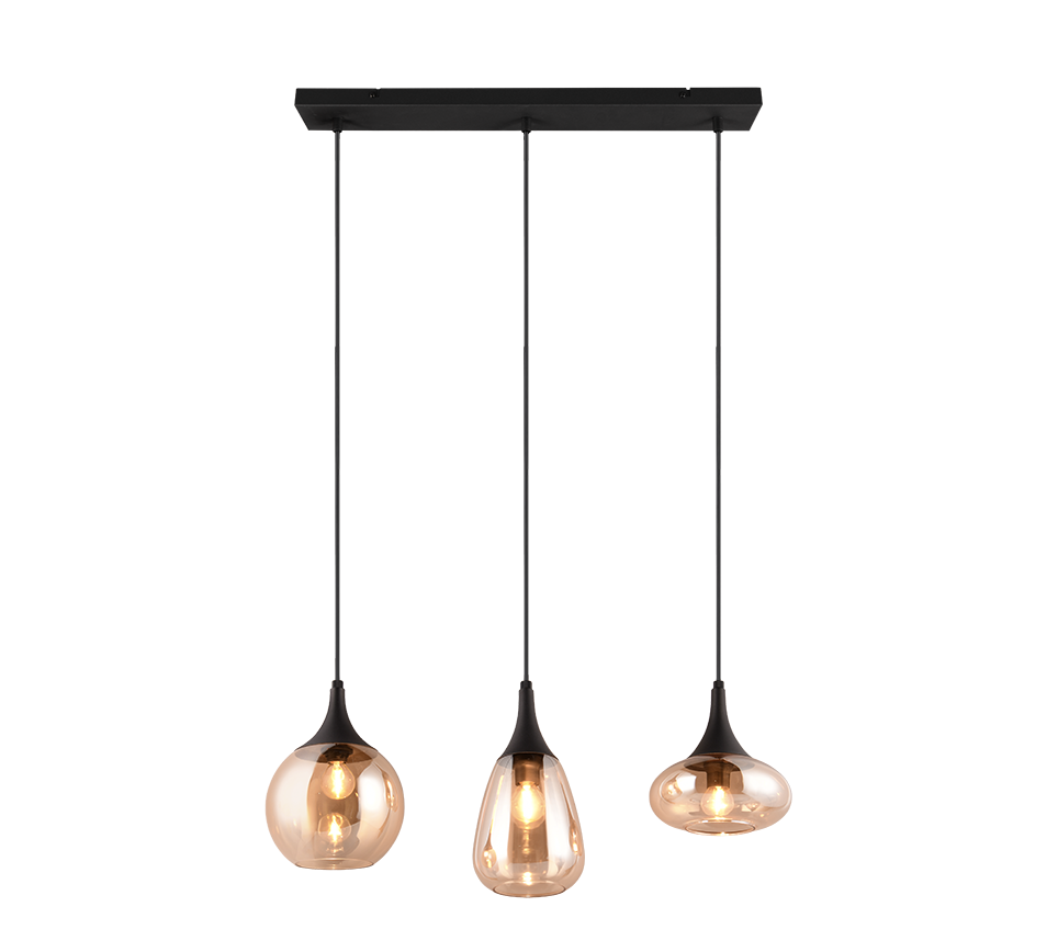 Lumina pendant 3-pc E14 matt black/amber — 317000313