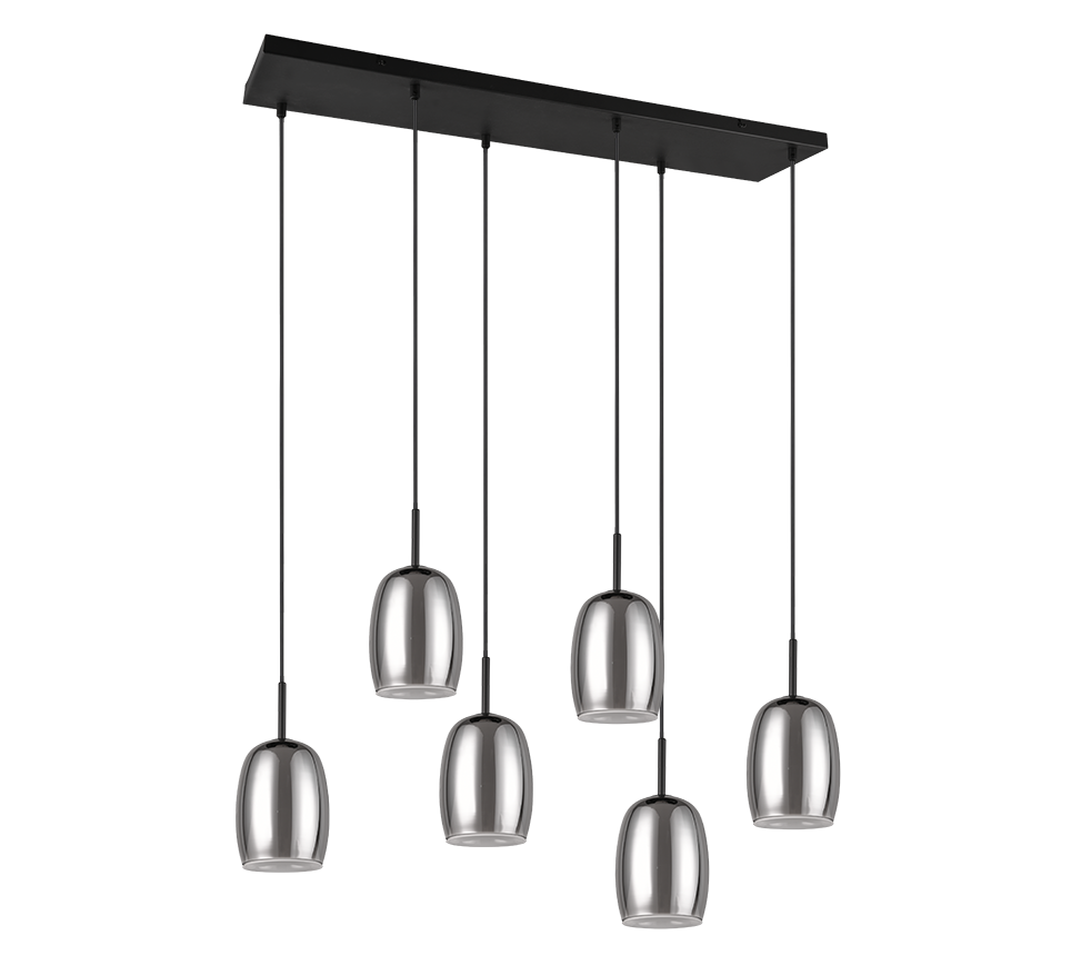 Barret pendant 6-pc E14 matt black/smoke — 317500654