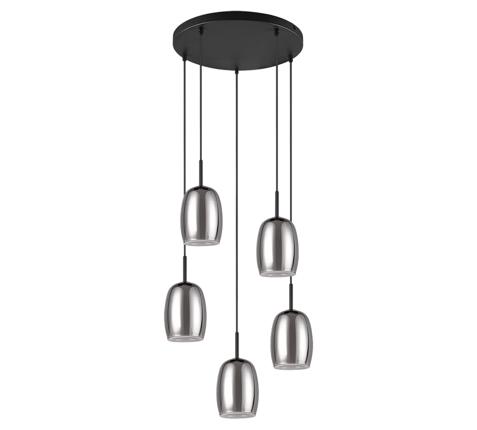 Barret pendant 5-pc E14 matt black/smoke — 317530554