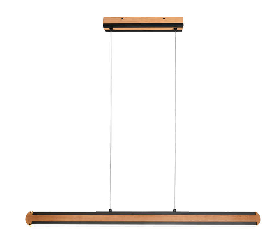 Deacon LED pendant matt black/wood — 326610232
