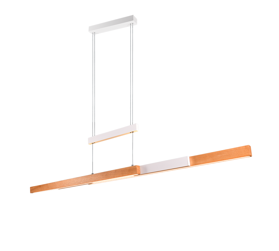 Trajan LED pendant matt white/wood — 375390531