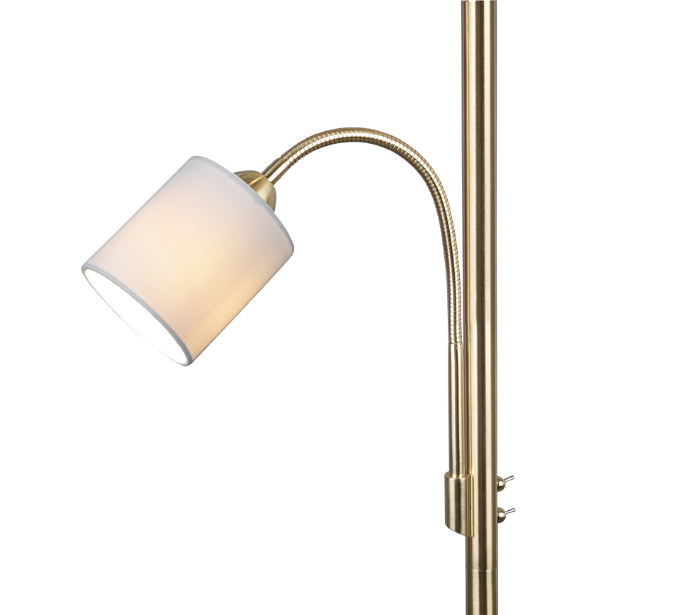 Hotel floor lamp E27+E14 matt brass — 403900208