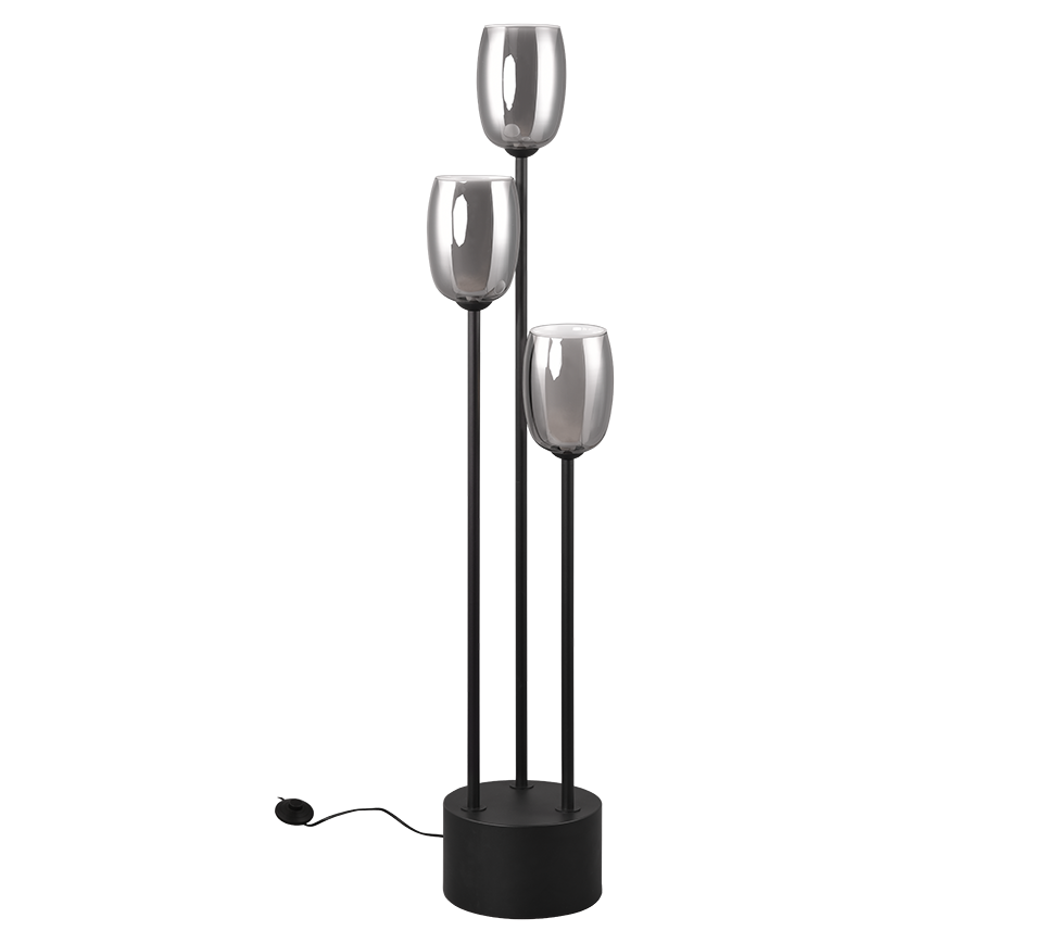Barret floor lamp 3-pc E14 matt black/smoke — 417500354