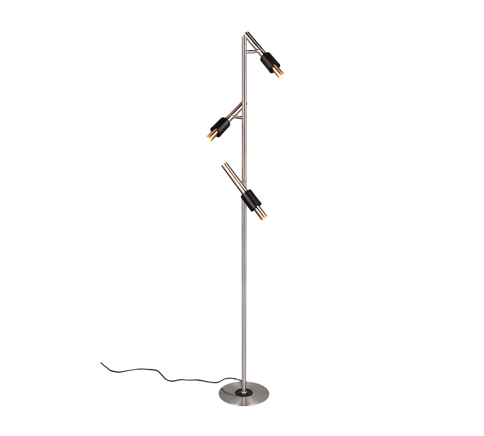 Ikaris LED floor lamp 3-pc brushed steel/matt black — 455310307