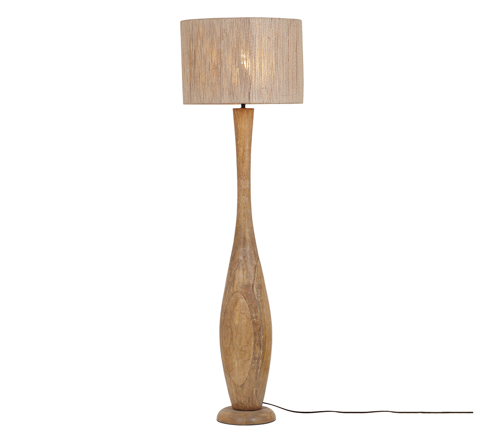 Toba floor lamp E27 wood/beige — 467200130