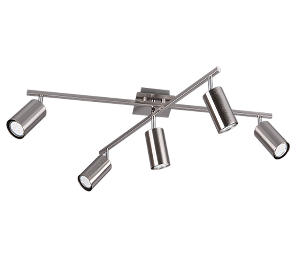 Marley ceiling lamp 5-pc GU10 brushed steel — 612400507