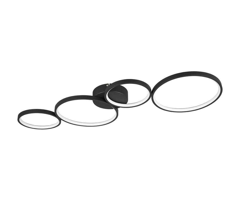 Rondo LED ceiling lamp 4-pc matt black — 622610432