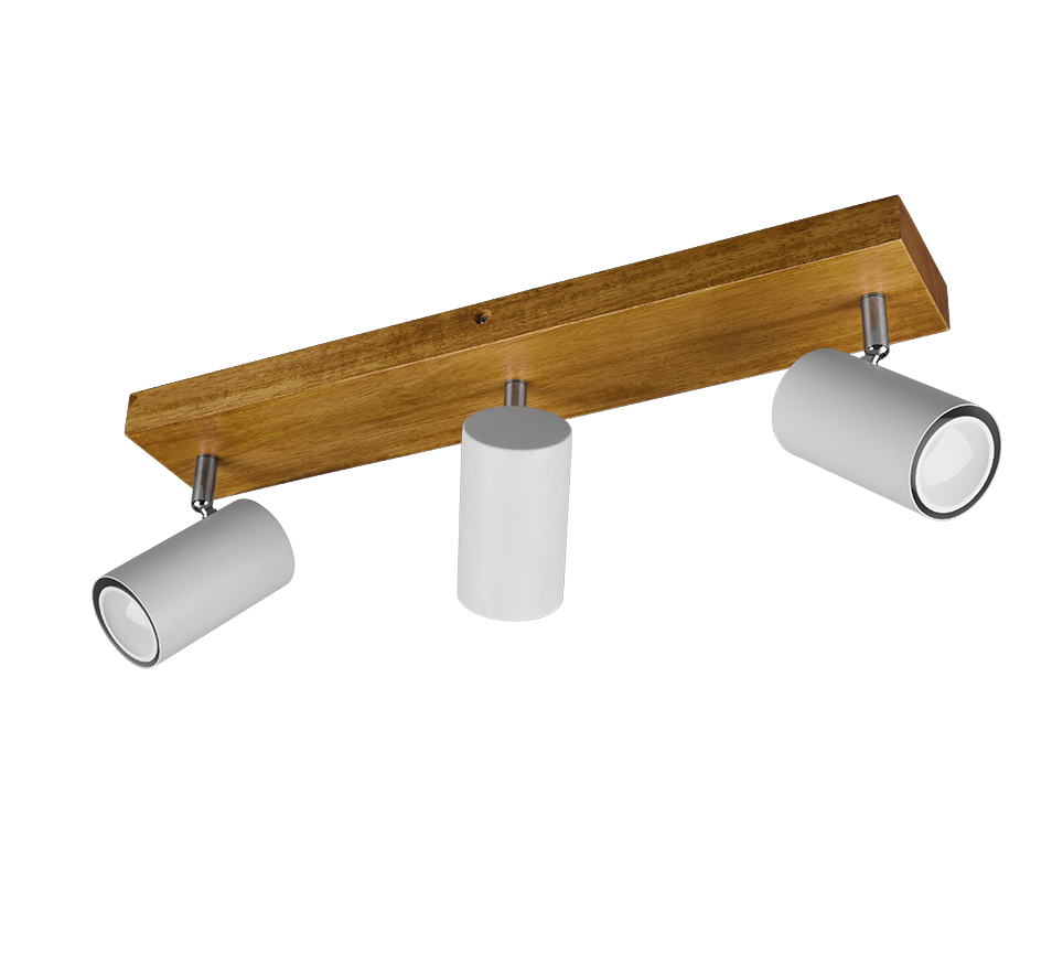 Marley spotlight 3-pc GU10 matt white/wood — 812400331
