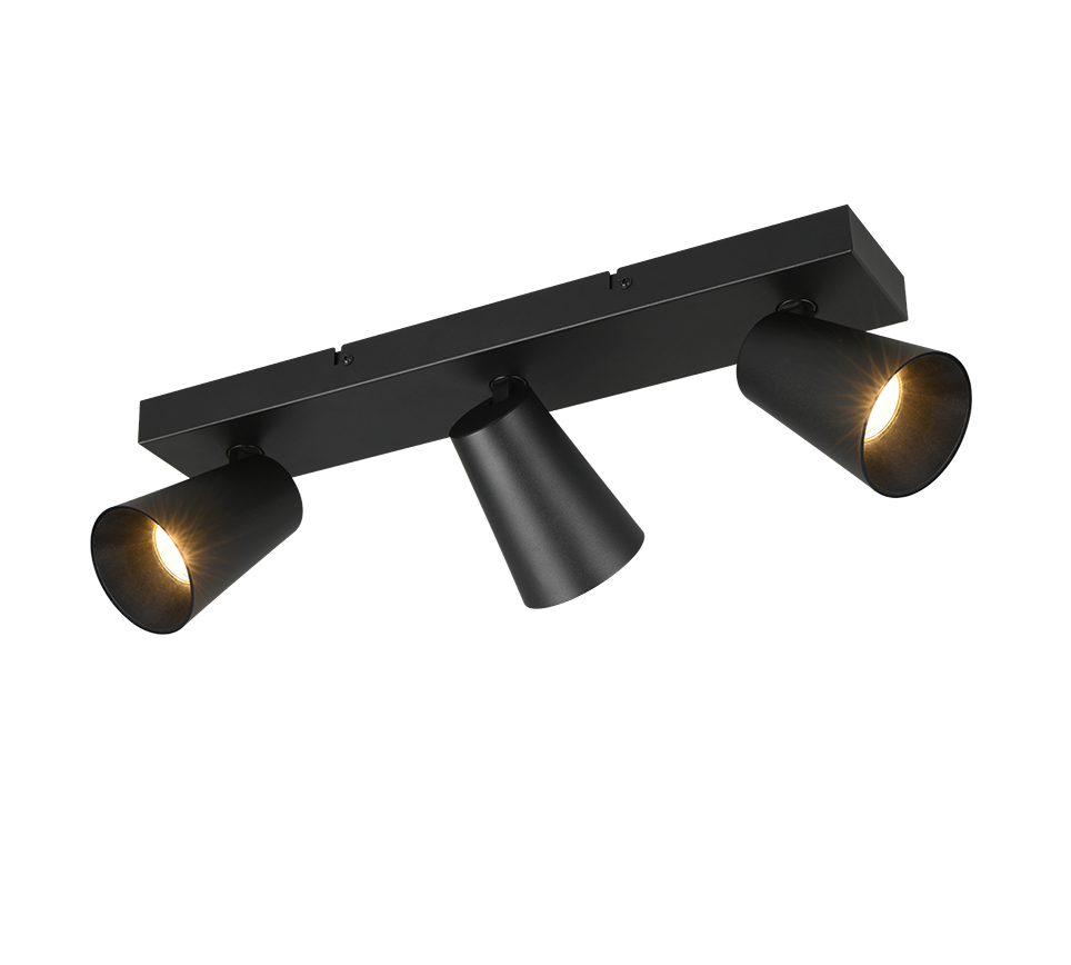 Sharp spot 3-pc GU10 matt black/gold — 817100332