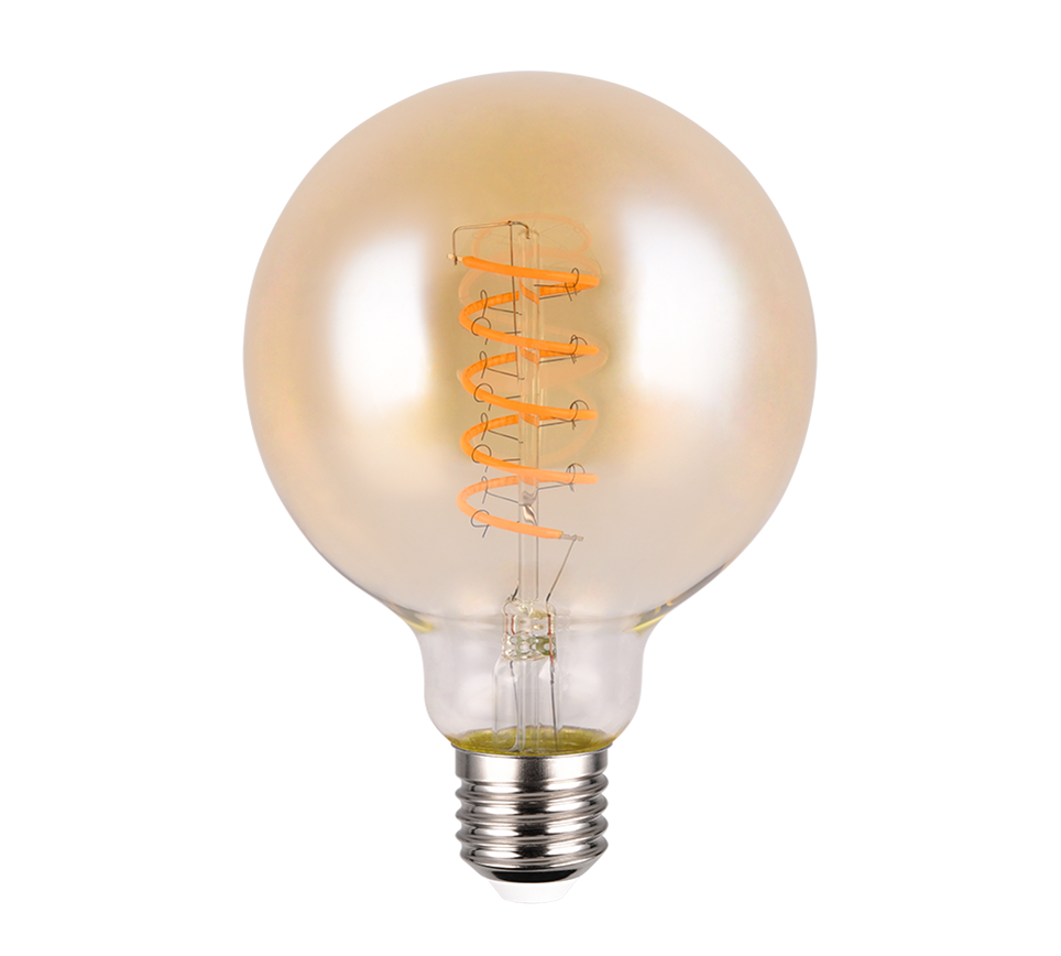 Bulb LED E27 filament big globe 7W 400lm 1800K amber — 988-4813