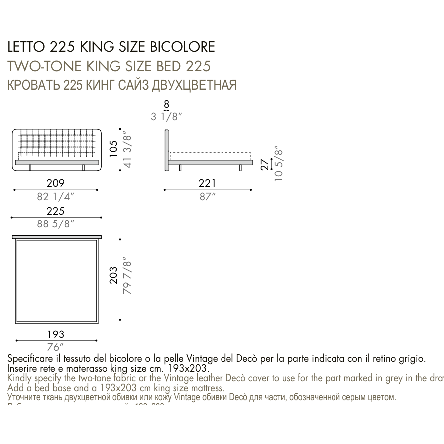 Desiree Bed DEDALO UP - dimensions, item code 009068
