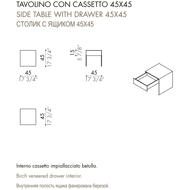 Desiree Side Table ZEROCENTO - dimensions, item code 007630