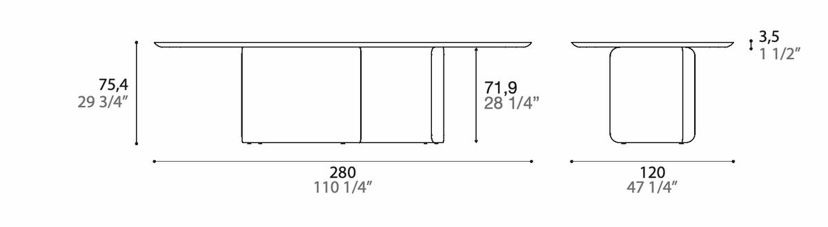 Manufacturer dimensioned technical diagram of Alf DaFrè ESS28. Not a finish photograph.