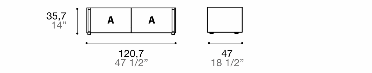 Manufacturer dimensioned technical diagram of Alf DaFrè Da-do giorno PSD512. Diagram is not a finish photograph.
