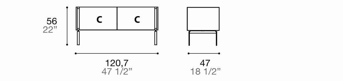 Manufacturer dimensioned technical diagram of Alf DaFrè Da-do giorno PSD515. Diagram is not a finish photograph.
