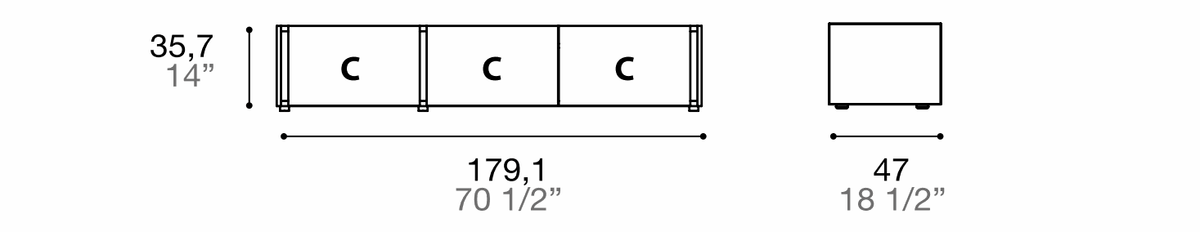 Manufacturer dimensioned technical diagram of Alf DaFrè Da-do giorno PSD527. Diagram is not a finish photograph.