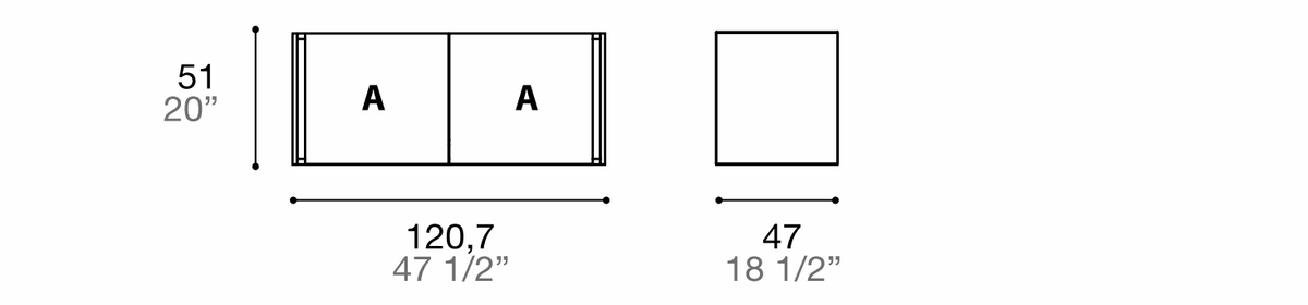 Manufacturer dimensioned technical diagram of Alf DaFrè Da-do giorno PSD555. Diagram is not a finish photograph.