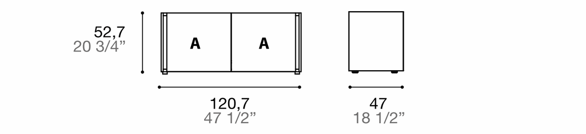 Manufacturer dimensioned technical diagram of Alf DaFrè Da-do giorno PSD556. Diagram is not a finish photograph.