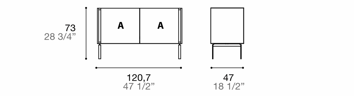 Manufacturer dimensioned technical diagram of Alf DaFrè Da-do giorno PSD557. Diagram is not a finish photograph.