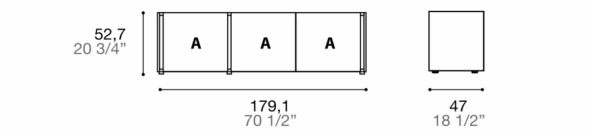 Manufacturer dimensioned technical diagram of Alf DaFrè Da-do giorno PSD559. Diagram is not a finish photograph.