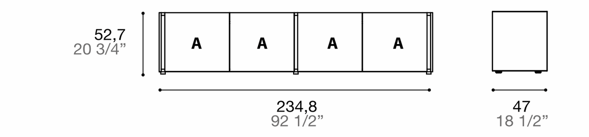 Manufacturer dimensioned technical diagram of Alf DaFrè Da-do giorno PSD562. Diagram is not a finish photograph.