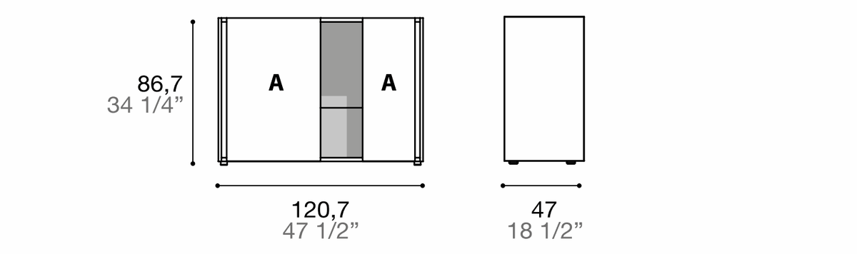 Manufacturer dimensioned technical diagram of Alf DaFrè Da-do giorno PSD588. Diagram is not a finish photograph.