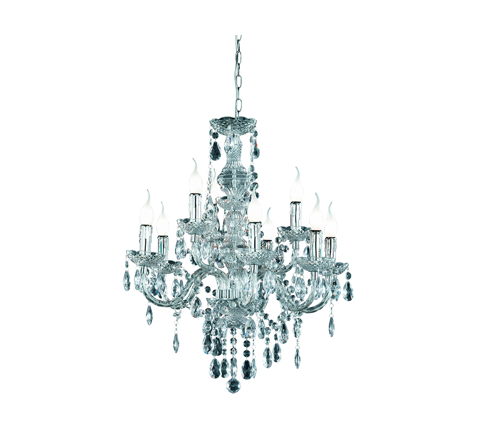 Luster chandelier 9-pc 9xE14 transparent — R1169-00
