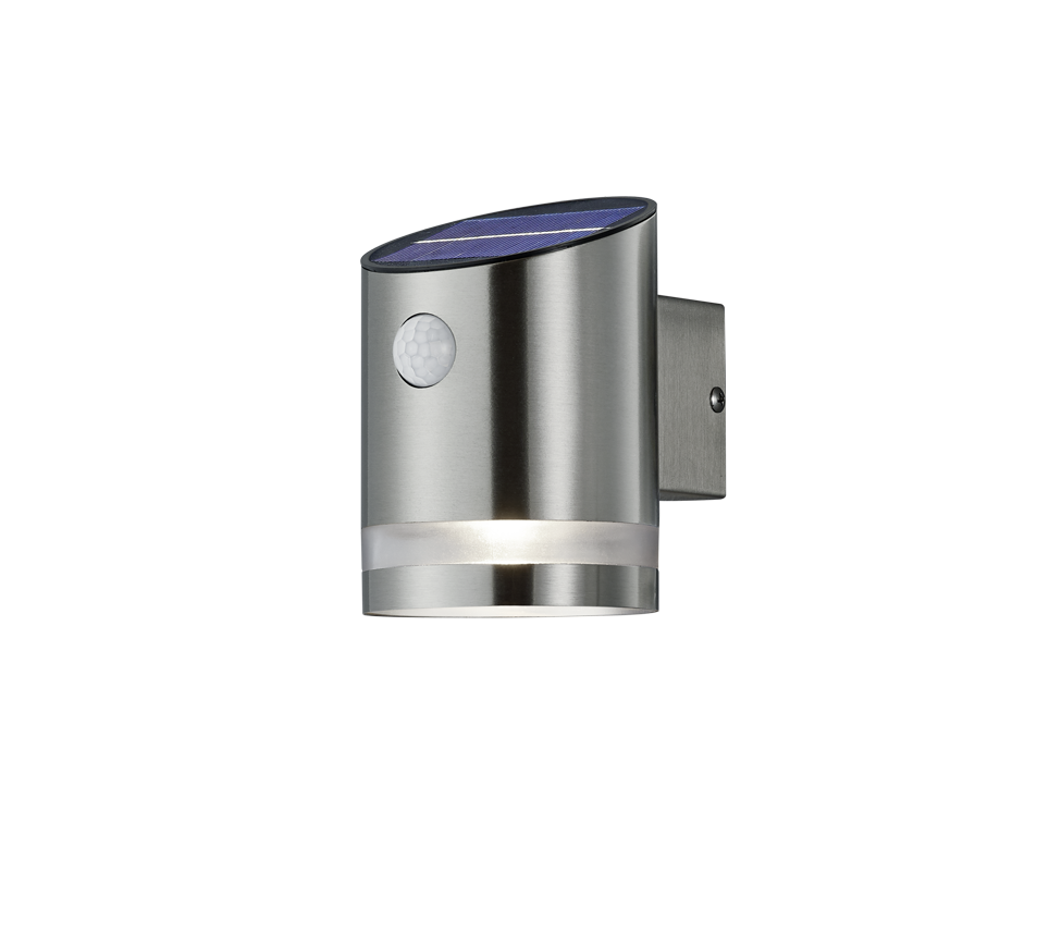 Salta solar wall lamp brushed steel motion sensor — R22231107