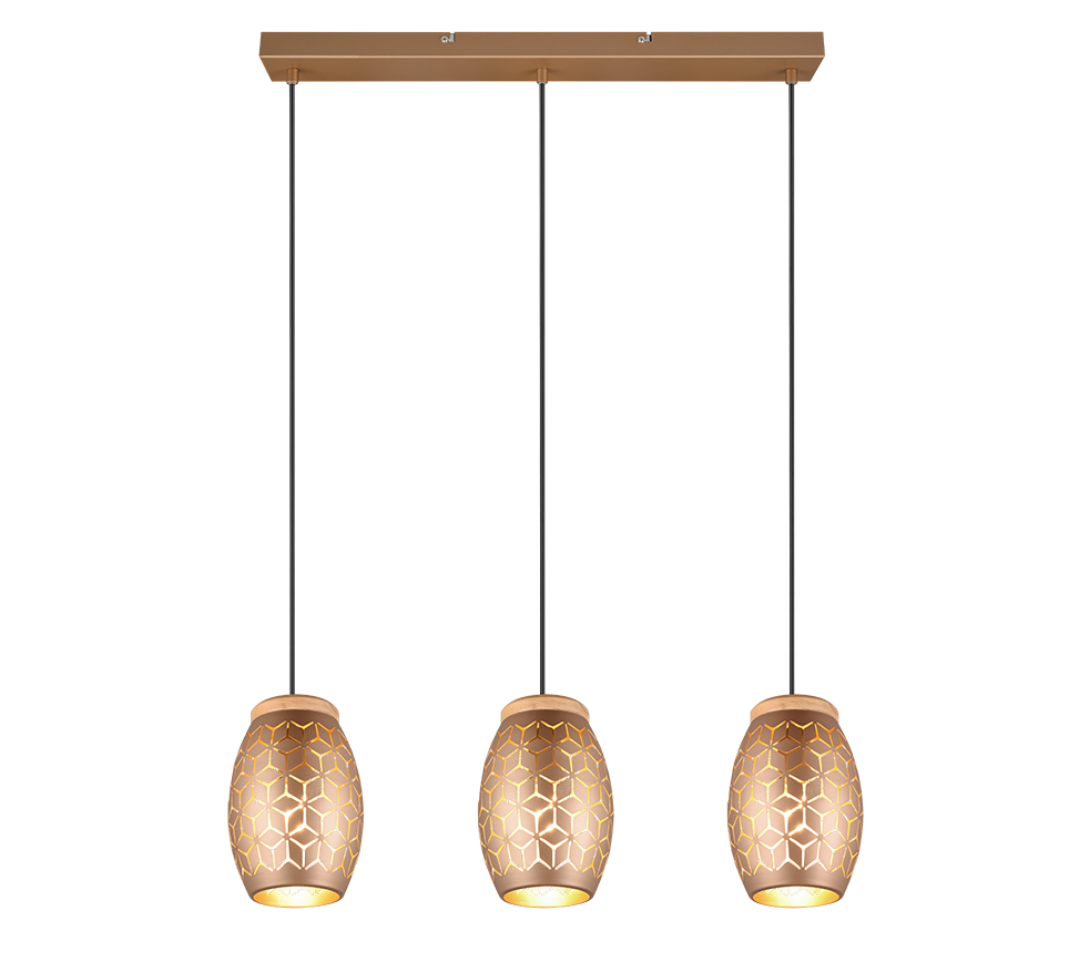 Bidar pendant 3-pc E27 coffee brown — R31573065