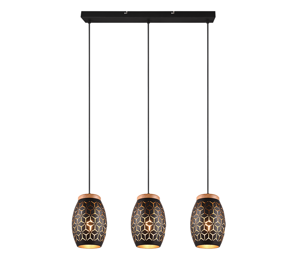 Bidar pendant 3-pc E27 black/gold — R31573080