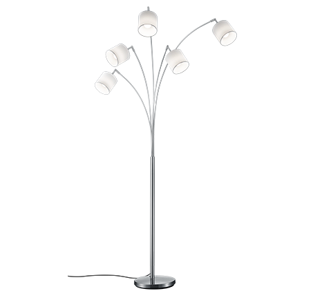 Tommy floor lamp curve 5-pc E14 brushed steel — R46330501