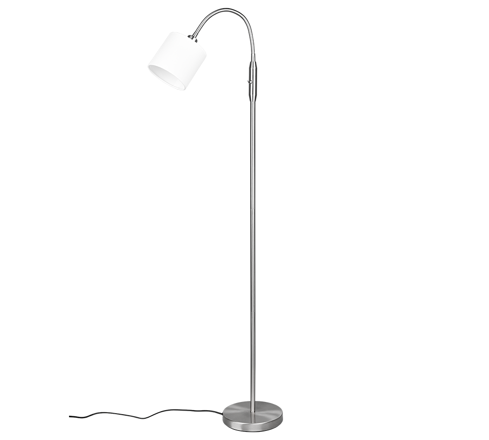 Tommy floor lamp 1-pc E14 brushed steel/white — R46331001