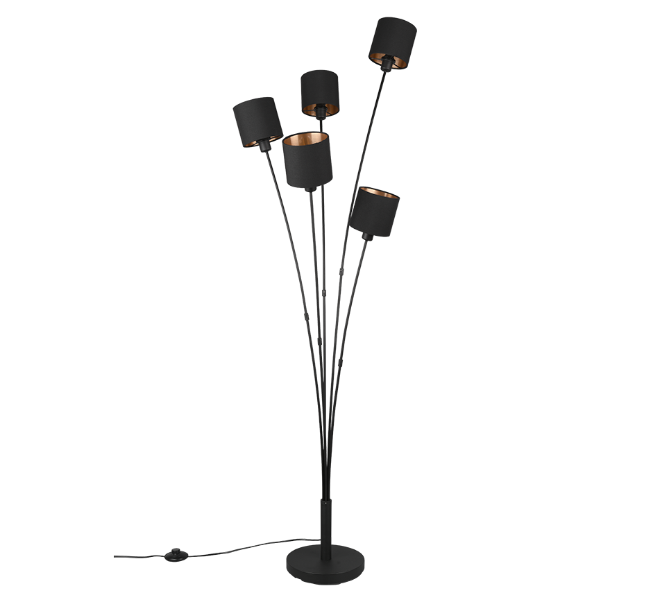 Tommy floor lamp 5-pc E14 matt black/gold — R46335979