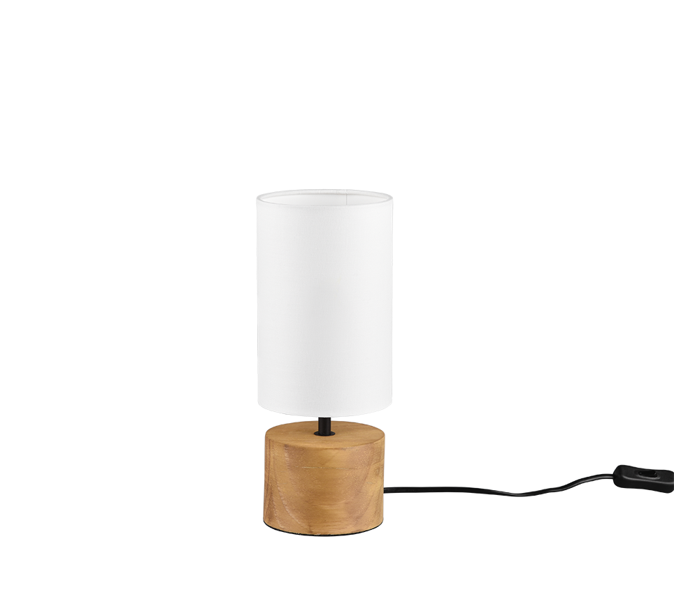 Woody table lamp 12 cm round E14 wood/white — R50171930