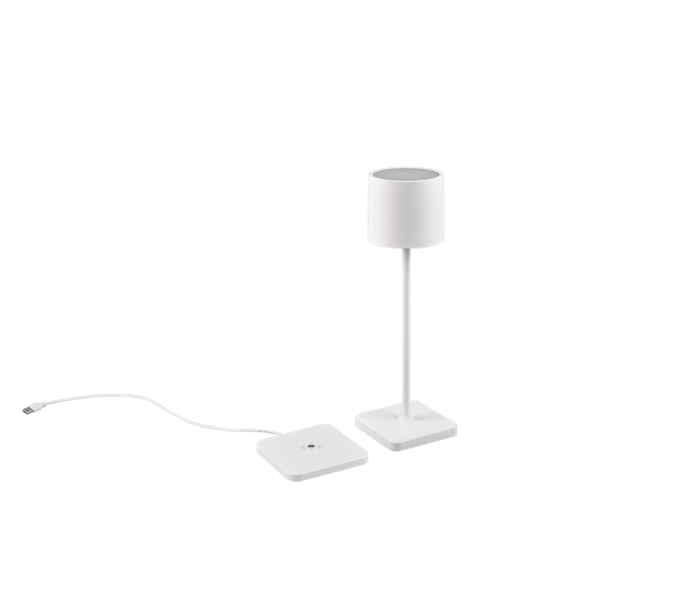 Fernandez LED outdoor table lamp matt white rechargeable — R54096131