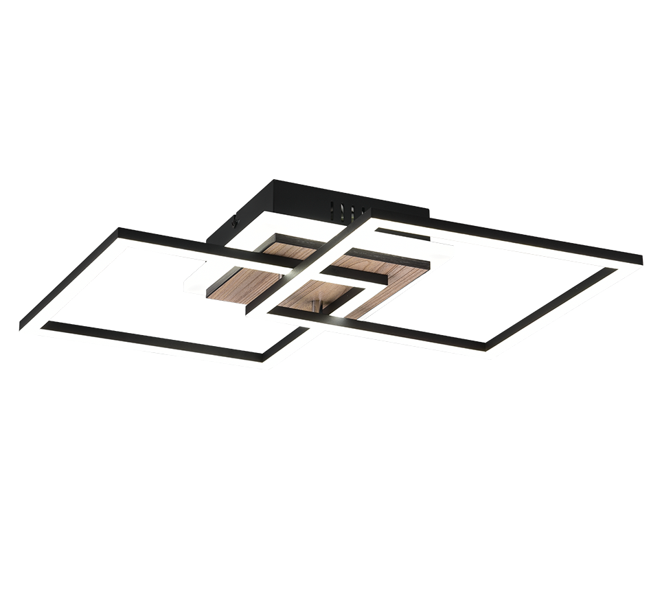 Giro LED ceiling lamp square wood imitation/matt black — R62793635