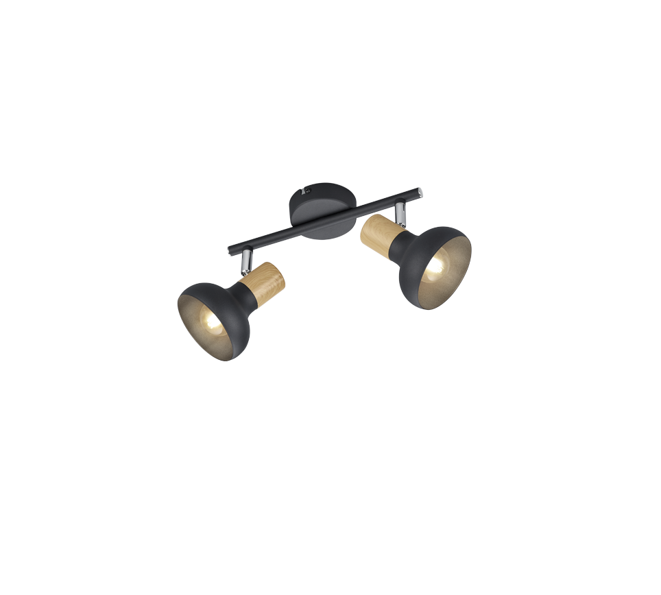 Latika spotlight 2-pc E14 matt black/wood — R81522032