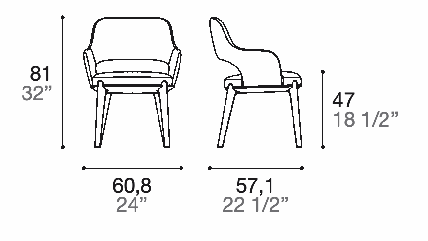 Manufacturer dimensioned diagram of Alf DaFrè TINA. This is not a finish photograph.