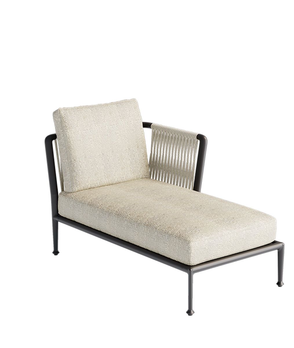 Unopiù Treble L chaise-longue module in aluminium and | Unopiù