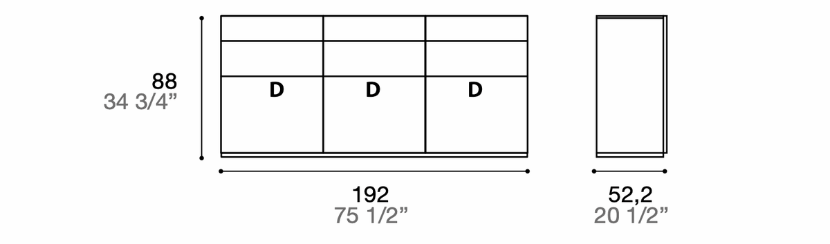 Manufacturer technical diagram of Alf DaFrè Metropolis PSC550. Diagram shows this composition, not a finish photograph.